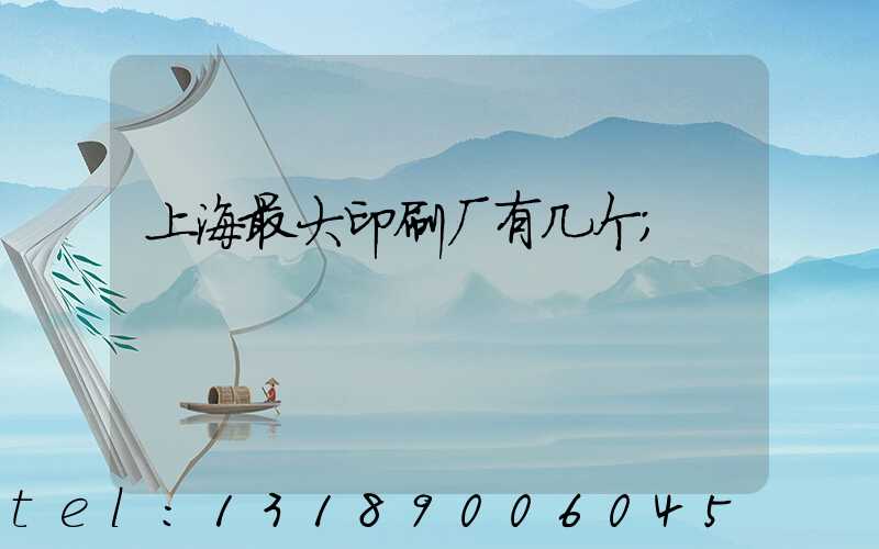 上海最大印刷厂有几个